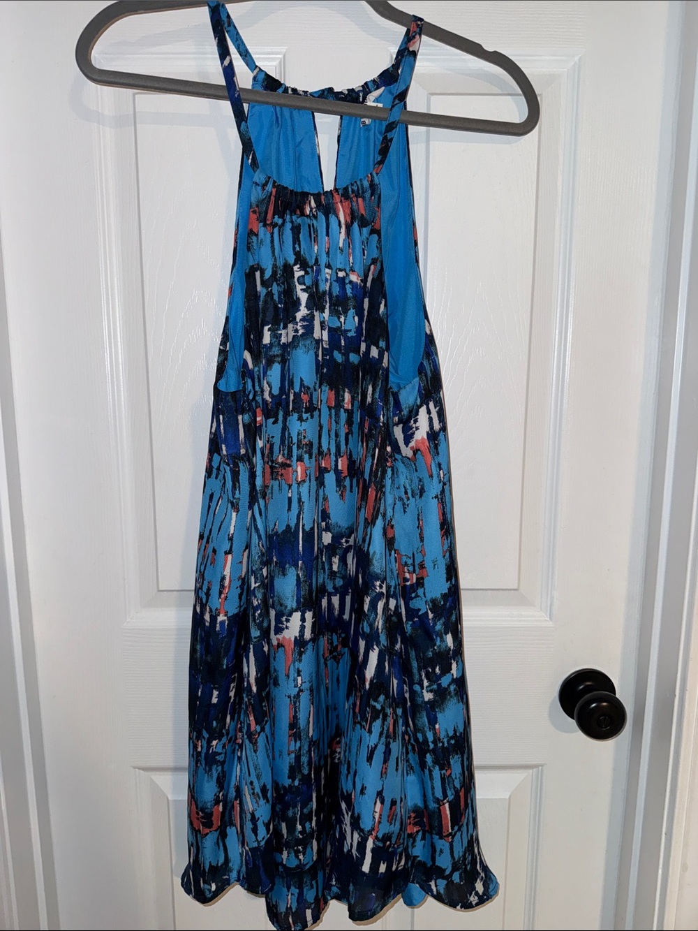BB Dakota Blue Abstract Halter Mini Dress